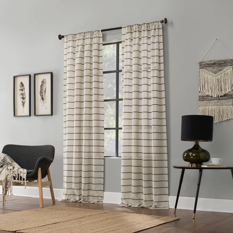 Twill Stripe Sheer Anti-Dust Curtain Panel - Clean Window, 6 of 11
