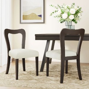 Kumasinova 2-Piece Contemporary Dining Chairs, Upholstered Armless Chair, Rubberwood Frame, Open-Back Design Kitchen Chairs, Living Room Chairs - 1 of 4