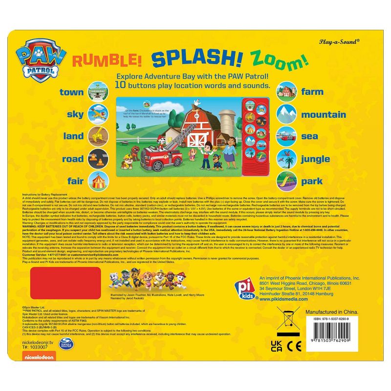 PAW Patrol Land, Sea and Sky! - 10  Button Sound Book -  Listen and Learn Board Book, 4 of 5