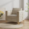 Akoasm Modern Upholstered Velvet Accent Sofa Armchair With Metal Legs For Hotel Living Room & Bedroom-Beige - 3 of 4