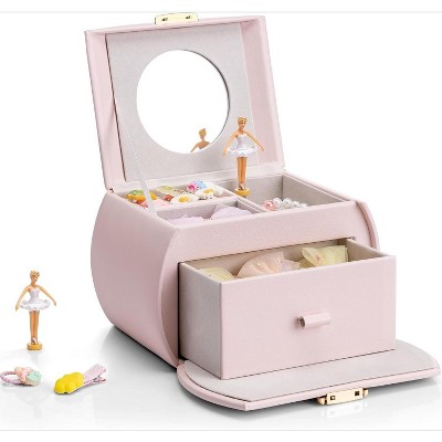 Jewelry Box for Girls with Drawer, Music Box with Ballerina and Stickers for Birthday Bedroom Decor