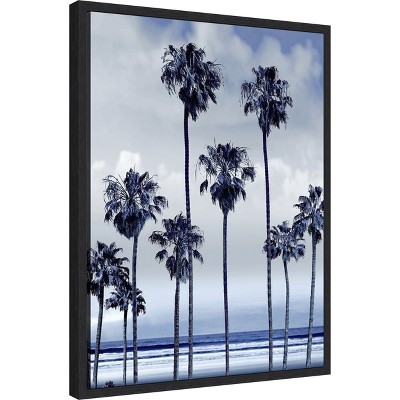 Indigo Beach Palms Framed Canvas Wall Art 18 x 24-in