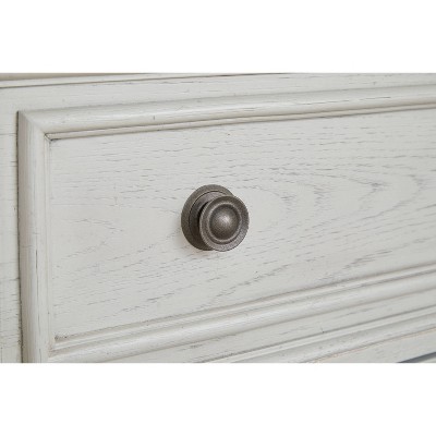 Elegant Antiqued White 2-Drawer Nightstand with Bronze-Tone Hardware