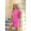 BLUEMING Womens T Shirt Dresses Crew Neck Mini Dresses Casual Short Sleeve Loose Flowy Dress with Pockets - 3 of 4