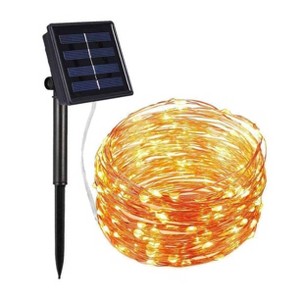 Perfect Holiday Solar Powered 100 LED Copper Wire Fairy Light 32' - 1 of 4