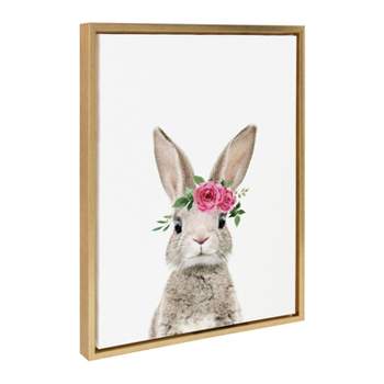 Kate & Laurel All Things Decor 18"x24" Sylvie Flower Crown Bunny Framed Wall Art by Amy Peterson Art Studio