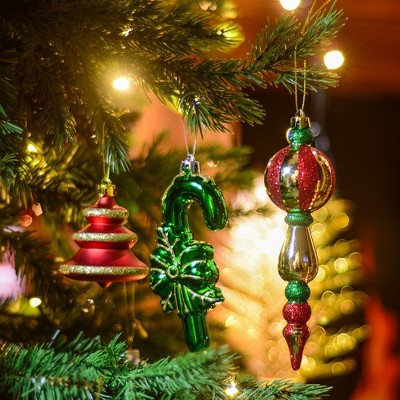 108-Piece Multicolor Shatterproof Plastic Christmas Ornament Set