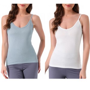 INSPIRE CHIC Women's 2 Pcs Camisole Scoop Neck Sleeveless Tank Undershirt Spaghetti-Strap Pajama Tops - 1 of 4