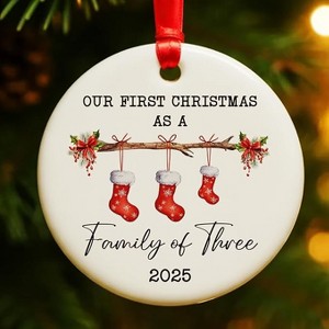 Lomsoe Babys First Christmas Ornament 2025 Girl Boys,Our First Christmas As A Family of Three Ornament Gifts Christmas Tree Ornament Christmas Gift - 1 of 1