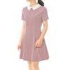 Allegra K Women's Contrast Doll Collar Short Sleeves Mini Flare Dress - 2 of 4