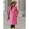 Women Knit Dress Puff Long Sleeve Dress for Fall Winter Round Neck Casual Tunic Dress - 2 of 4