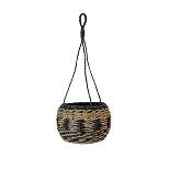 Hanging Basket Black Woven Seagrass & Rope by Foreside Home & Garden