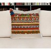 HomeRoots 20" Beige and Orange Striped Cotton Blend Throw Pillow With Embroidery - 2 of 4