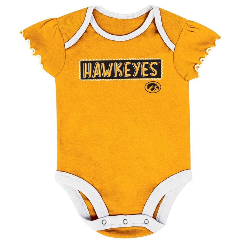 NCAA Iowa Hawkeyes Infant Girls&#39; 3pk Bodysuit Set, 4 of 5