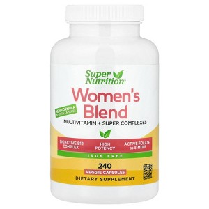Super Nutrition Women's Multivitamin with Super Balancing Botanicals, Greens, Spices and Vitamin A, Iron Free, 240 Veggie Capsules - 1 of 4