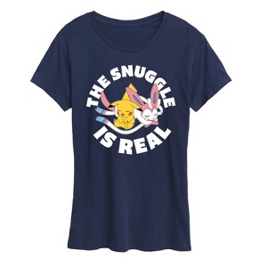 Women's - Pokémon - The Snuggle Is Real Pikachu and Sylveon Short Sleeve Graphic T-Shirt - 1 of 4