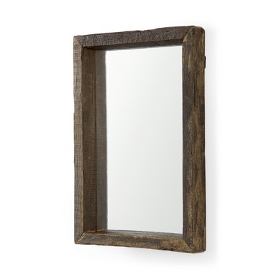 HomeRoots 18" Brown Solid Wood Framed Accent Mirror