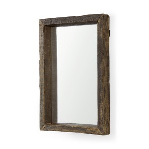 HomeRoots 18" Brown Solid Wood Framed Accent Mirror - 1 of 4