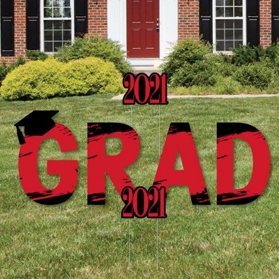 Big Dot of Happiness Red Grad - Best is Yet to Come - Yard Sign Outdoor Lawn Decorations - Red 2021 Graduation Party Yard Signs - Grad