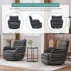 Set of 2 Swivel Accent Chair, Boucle Fabric Upholstered Armrest Chair with Metal Base, Striped Lounge Chair for Living Room, Bedroom-Koiai - 3 of 4