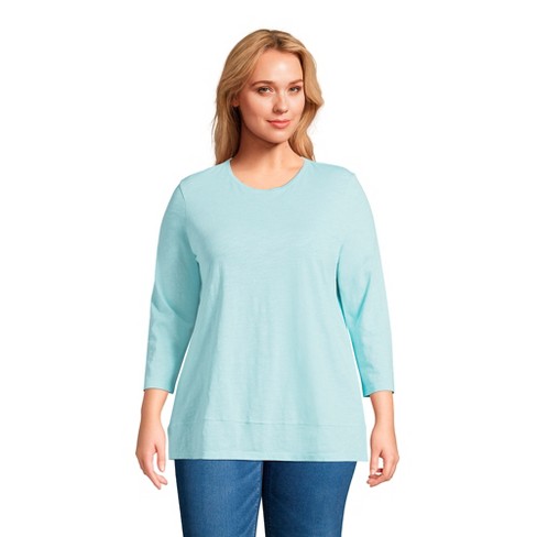 Lands' End Lands' End Women's Plus Size 3/4 Sleeve Slub Jersey Swing ...