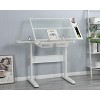 JVNOXK hand crank adjustable drafting table drawing desk with 2 metal drawers (white)WITH STOOL - 4 of 4