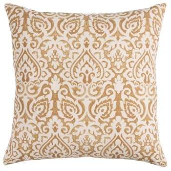 22"x22" Oversize Dulane Damask Poly Filled Square Throw Pillow Yellow - Rizzy Home