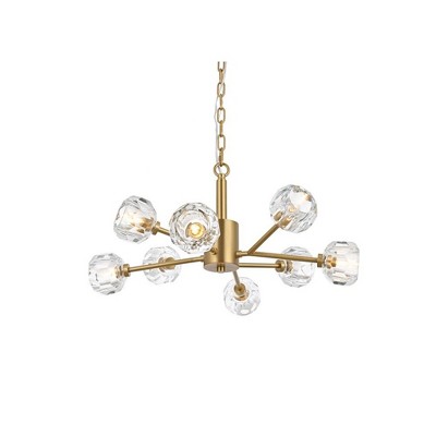 Modern Gold 8-Light Pendant with Clear Crystal Balls