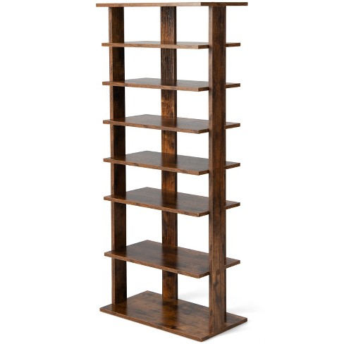 7-Tiers Vertical Wooden Space Saving Shoe Rack for Front Door - Costway