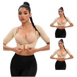 INSPIRE CHIC 3 Pcs Women's Front Hook Closure Bust Slimming Tops Compression Sleeves Body Shapers - 1 of 4