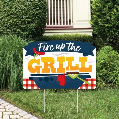 Big Dot of Happiness Fire Up the Grill - Summer BBQ Picnic Party Yard Sign Lawn Decorations - Party Yardy Sign