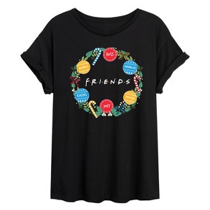 Women's - Friends - Wreath Oversized Graphic T-Shirt - 1 of 4