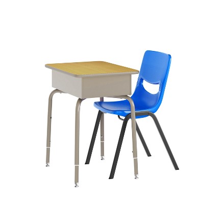 Flash Furniture HERCULES Student Desk with Open Front Metal Book Box, Desktop, and Frame and Heavy-Duty Flex Comfort Classroom Stack Chair