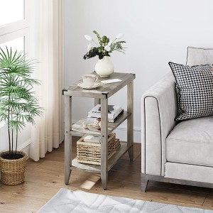 3 Tier Wood Side Table, Narrow Sofa Table with Ample Storage Shelf - 1 of 4