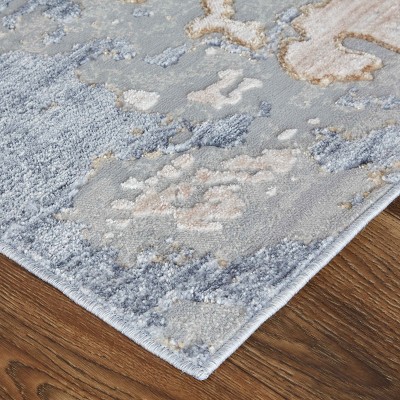 Laina Tan and Blue Abstract 3x5 Synthetic Area Rug