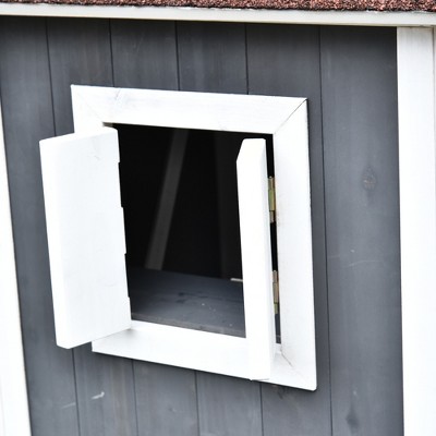 Gray and White 3-Story Wooden Outdoor Cat House with Asphalt Roof