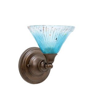 Toltec Lighting Any 1 - Light Sconce in  Bronze with 7" Teal Crystal Shade - 1 of 1