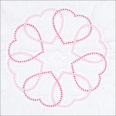 Jack Dempsey Stamped White Quilt Blocks 18"X18" 6/Pkg-Circle Of Hearts