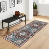 Washable Rug – Vintage Floral Print Carpet, Stain Resistant Non-Slip Low Pile Area Rug for Living Room, Bedroom, Dining Room - 2 of 4