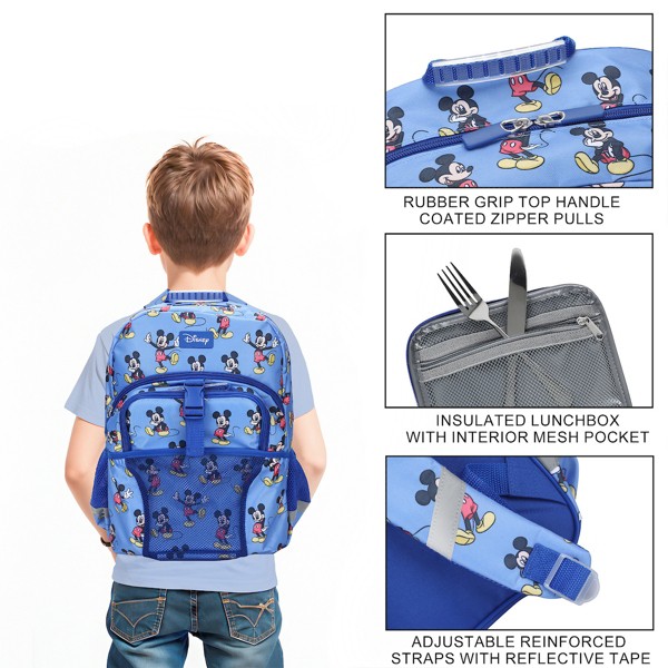 Set de mochila y lonchera infantil de 16 pulgadas de Mickey Mouse Clásico para escuela y viajes 4