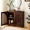 39" Narrow Fluted Sideboard with Arched Doors,Mid Century Modern Buffet Cabinet for Entryway Kitchen Hallway-Baofuwish - 2 of 4