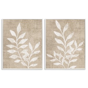 Stupell Industries Boho Botanical Leaf Silhouette 2pc Framed Giclee Art Set - 1 of 4