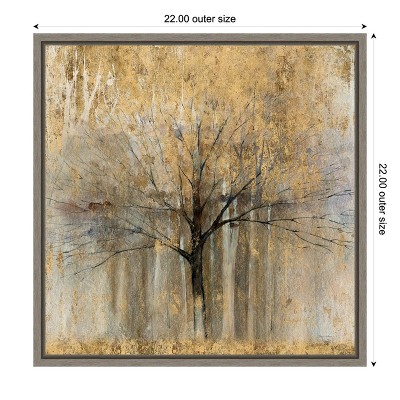 Gold Abstract Autumn Tree Framed Canvas Wall Art