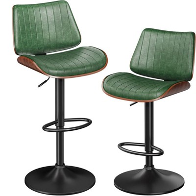 Gikpal Swivel Barstools for Kitchen Island with Bentwood Back & Leather Seat, Counter Height Bar Chair with Back & Footrest, for Kitchen, Dining Room
