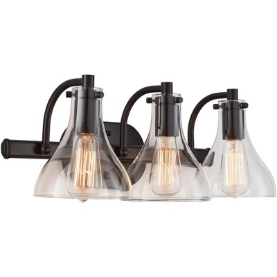 Black Metal 3-Light Wall Fixture with Clear Glass Shades