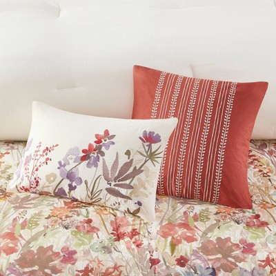 Mariana King Red Cotton 7-Piece Floral Comforter Set