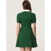 INSPIRE CHIC Women's Vintage Peter Pan Collar Short Sleeve Button Down A-Line Mini Dress - 4 of 4