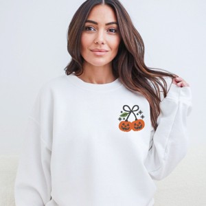 Embroidered Pumpkin Bow -  Women's Sweatshirt - 1 of 4