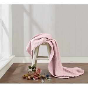 The Farmhouse by Rachel Ashwell 50"x60" Cotton Waffle Throw Pink - 1 of 4