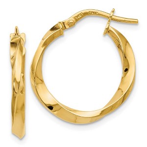 Black Bow Jewelry 14k Yellow Gold Polished Twisted Round Hoop Earrings, 20mm (3/4 Inch) - 1 of 4